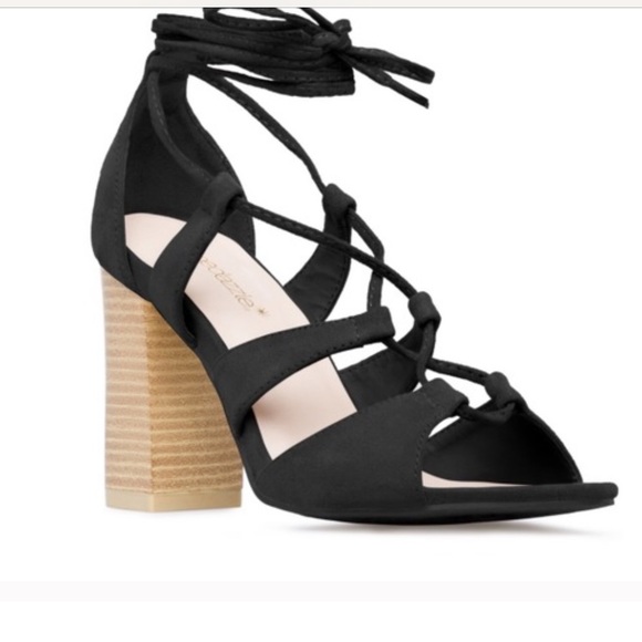 Ankle tie black heeled sandals - Picture 2 of 2